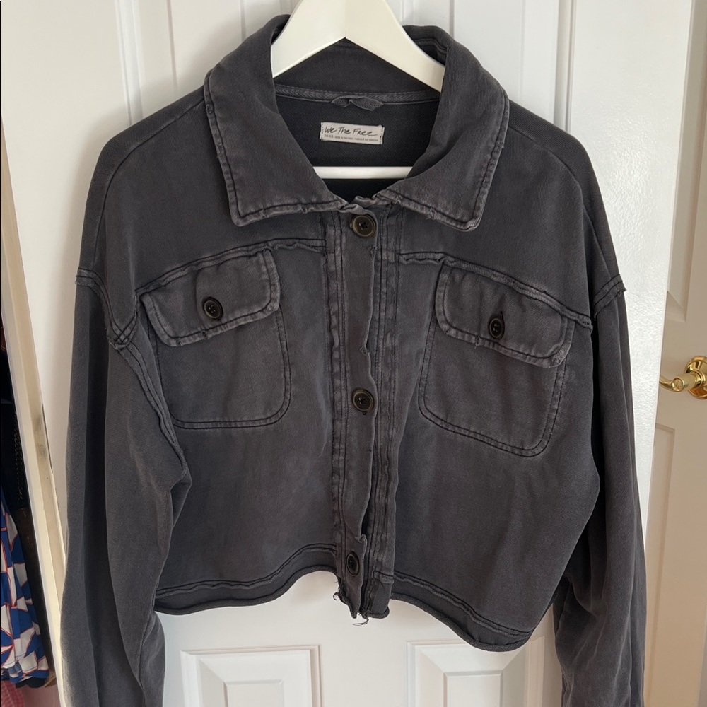 We The Free Charcoal Button-Up Jacket